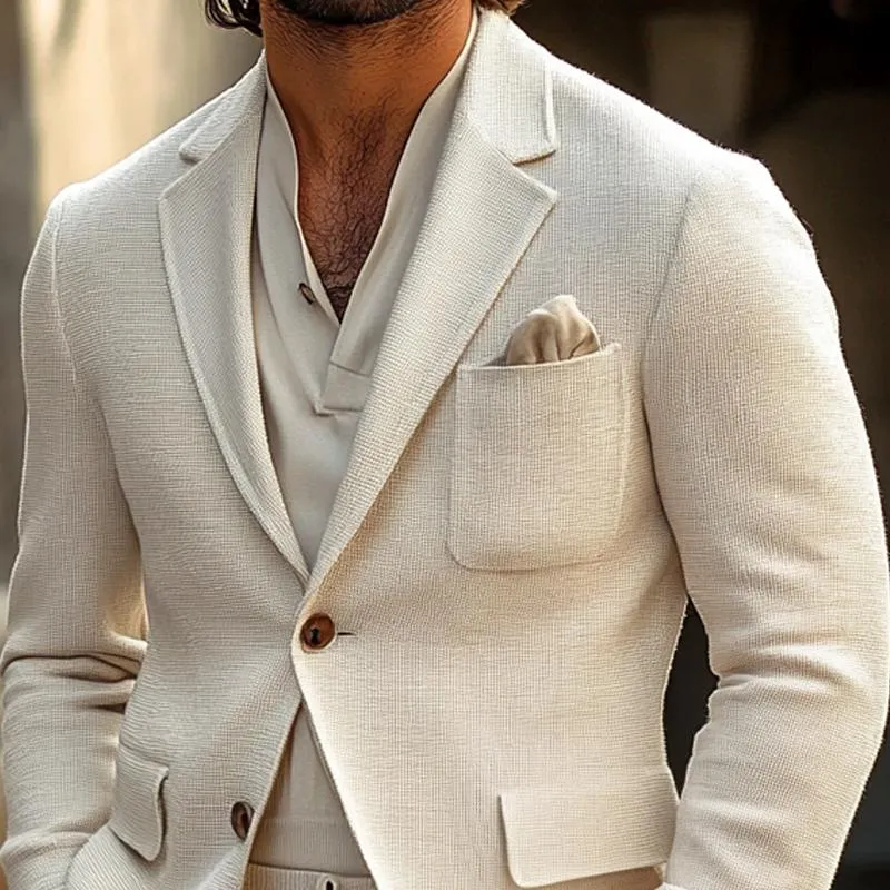 Men's Fashion Solid Color Knitted Notch Lapel Two Buttons Blazer 85285052Z sold by Manly product image thumbnail 3