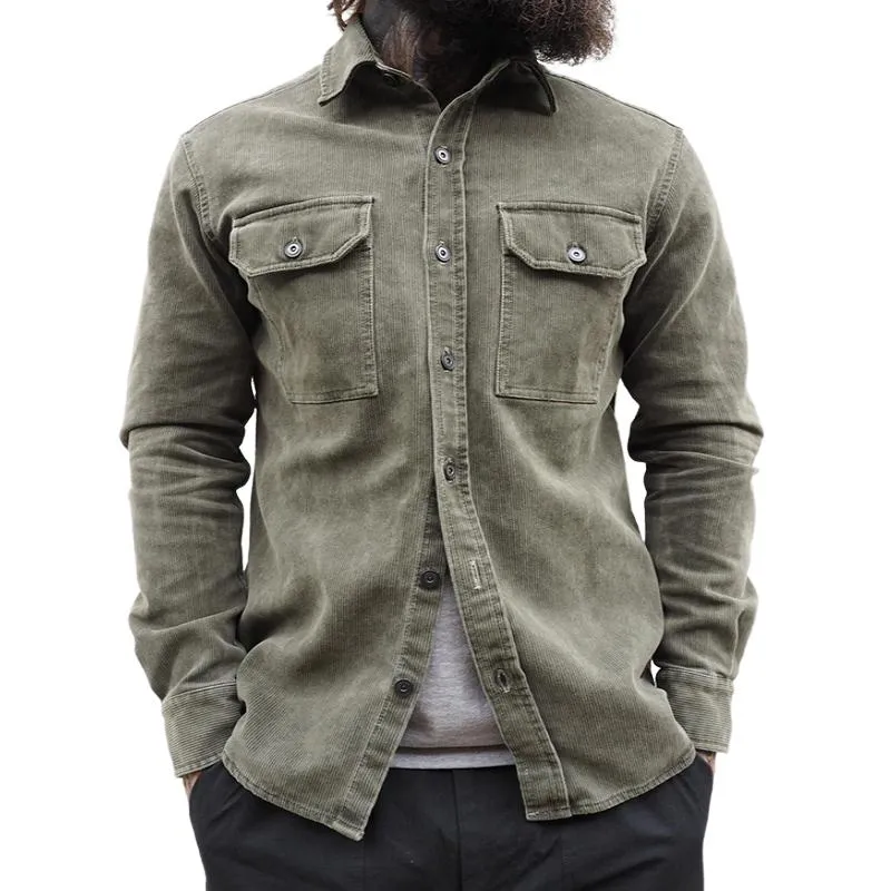 Men's Vintage Casual Corduroy Lapel Pocket Jacket 84895705TO sold by Manly