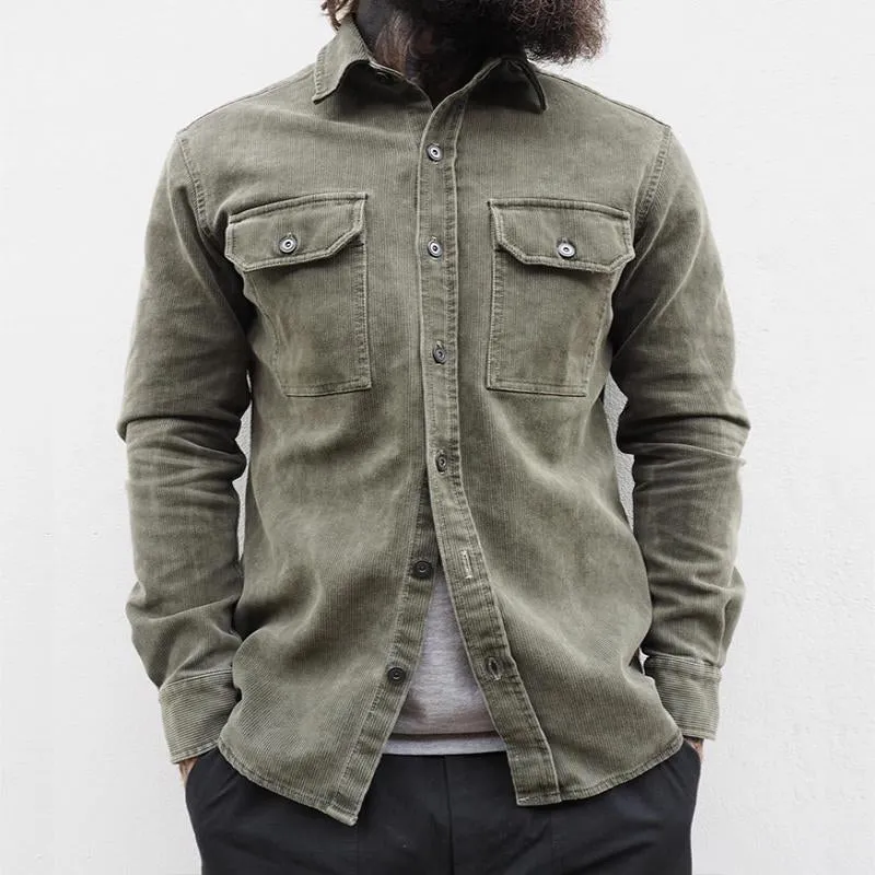 Men's Vintage Casual Corduroy Lapel Pocket Jacket 84895705TO sold by Manly product image thumbnail 2