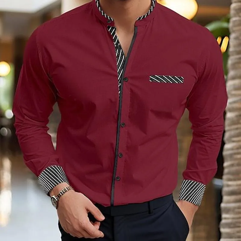Men's Solid Long Sleeve Pocket Stripe Shirt 01332473X sold by Manly product image thumbnail 4