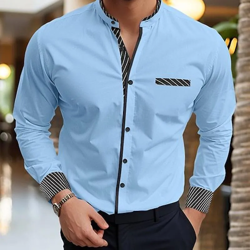 Men's Solid Long Sleeve Pocket Stripe Shirt 01332473X sold by Manly product image thumbnail 3