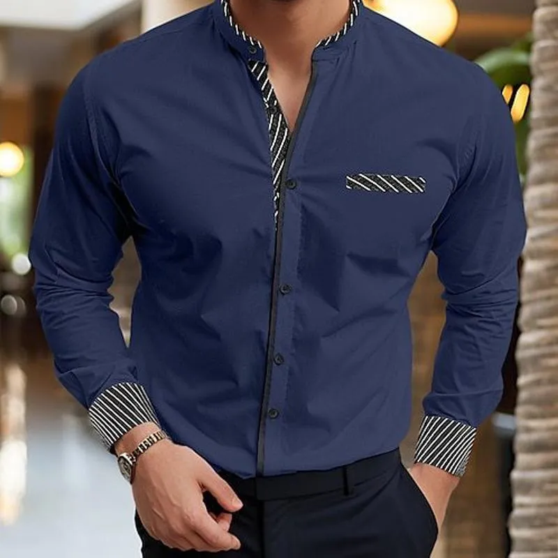 Men's Solid Long Sleeve Pocket Stripe Shirt 01332473X sold by Manly product image thumbnail 2