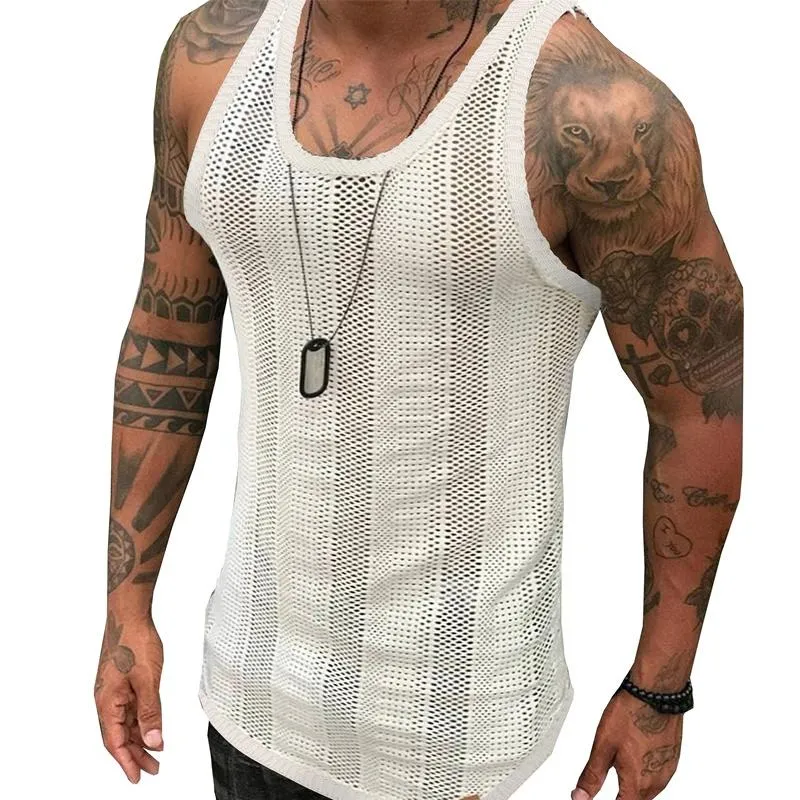 Men's Sleeveless Mesh Cutout Sports Vest 84483060X sold by Manly