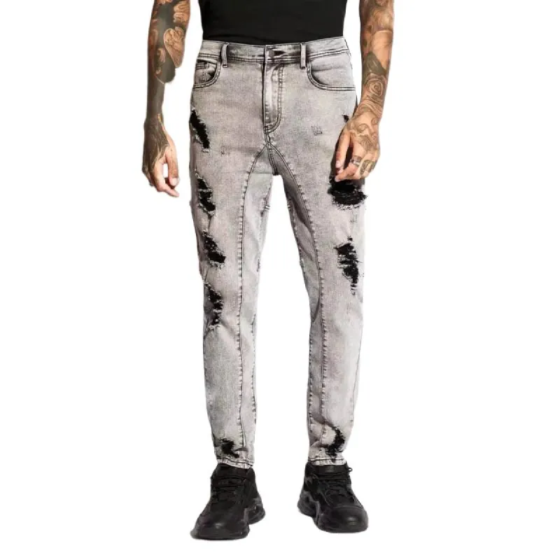 Men's Fashion Distressed Hole Patchwork Casual Jeans 25557069Z sold by Manly