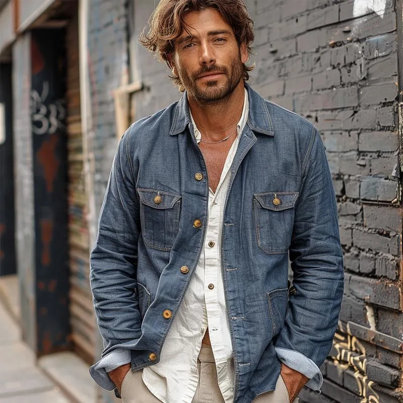 Men's Multi-Pocket Single Breasted Thin Denim Jacket 26542649Y sold by Manly product image thumbnail 4