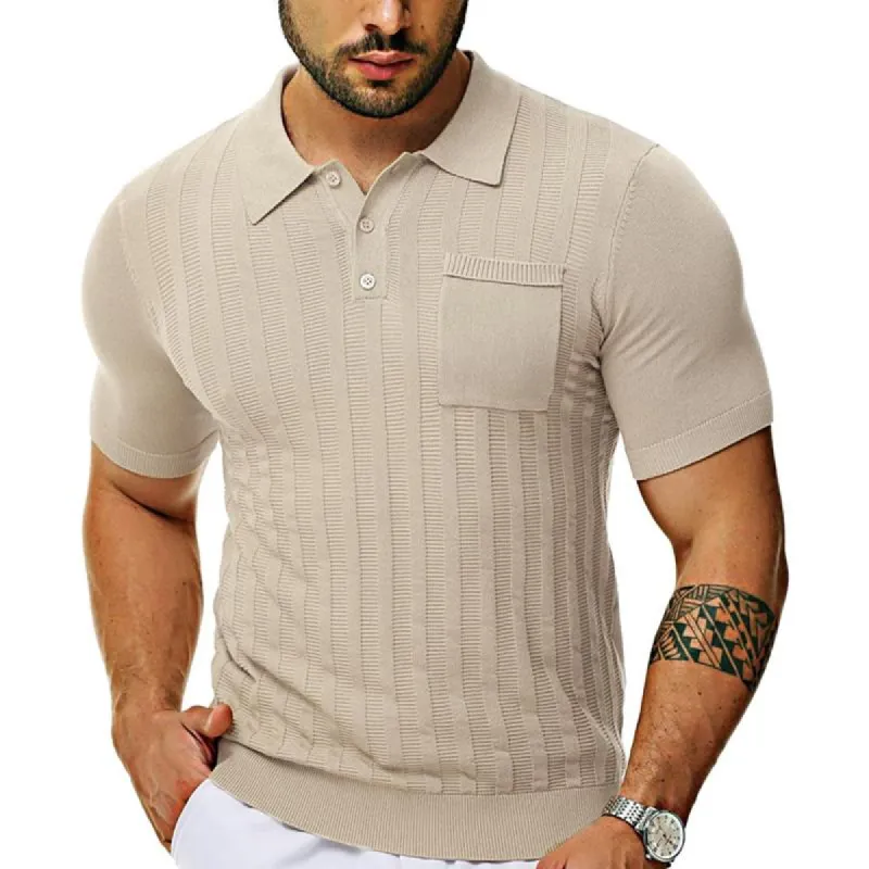 Men's Casual Pocket Button Short Sleeve Knitted POLO Shirt 45704435X sold by Manly
