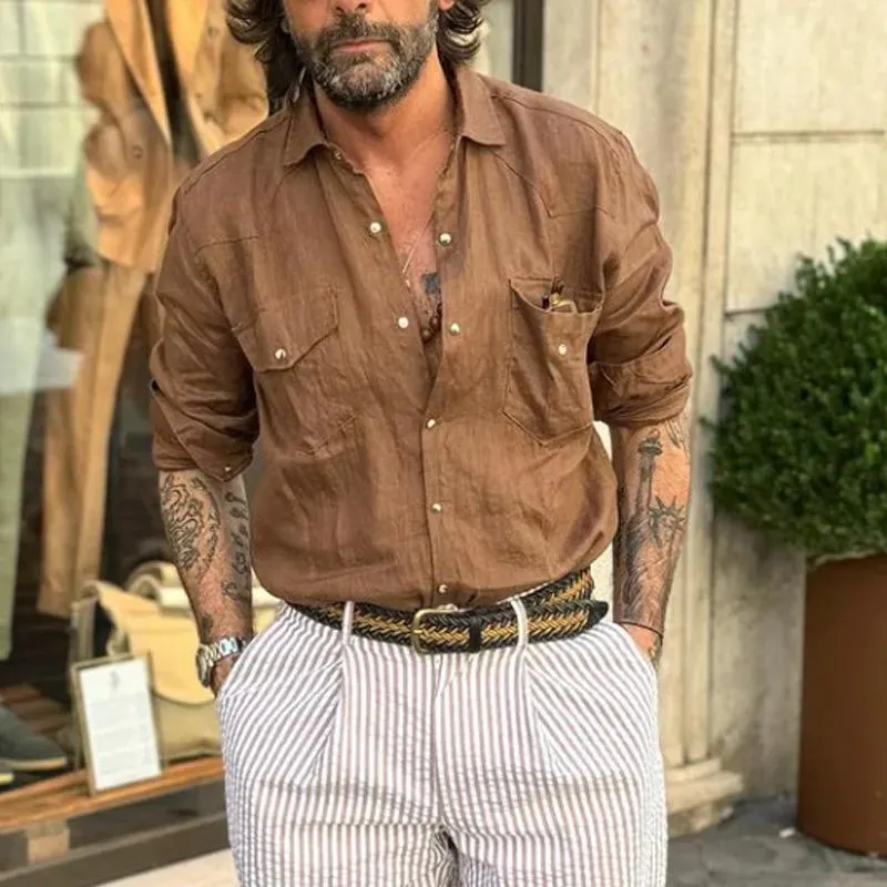 Men's Vintage Double Chest Pocket Long Sleeve Shirt 06100813Y sold by Manly product image thumbnail 2