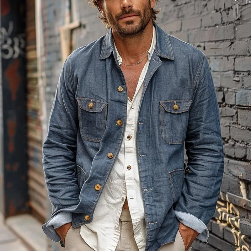 Men's Multi-Pocket Single Breasted Thin Denim Jacket 26542649Y sold by Manly product image thumbnail 3