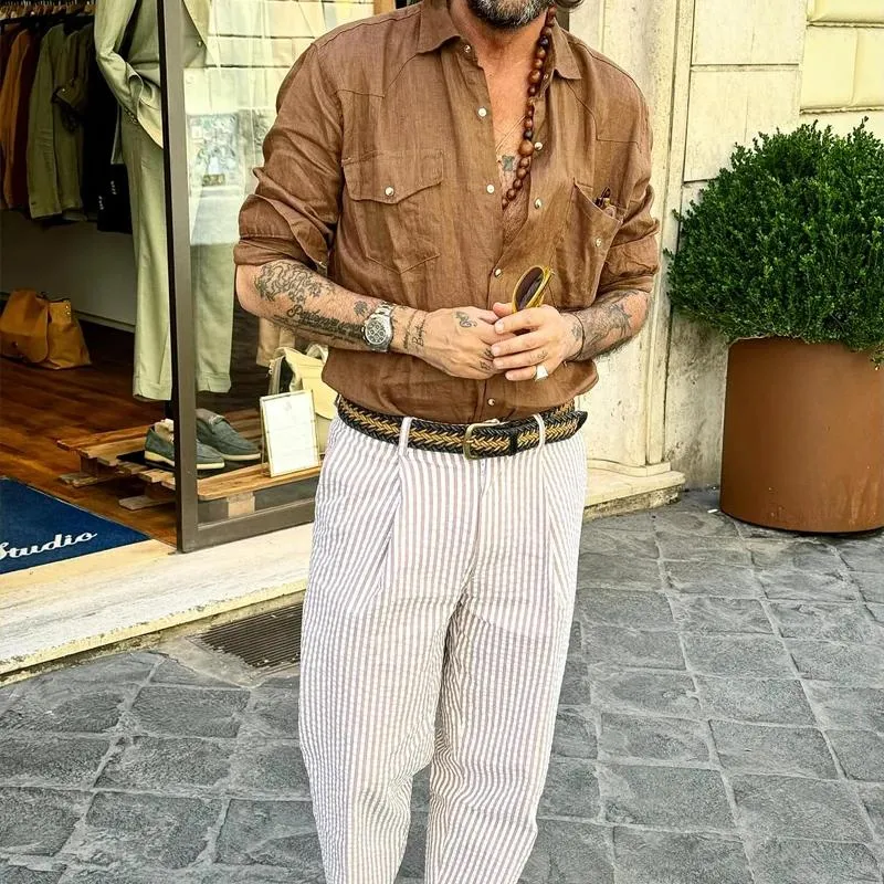 Men's Vintage Double Chest Pocket Long Sleeve Shirt 06100813Y sold by Manly product image thumbnail 3