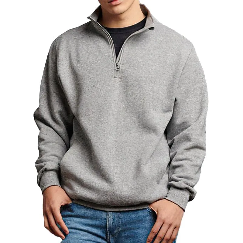 Men's Solid Color Stand Collar Half-Zip Pullover Sweatshirt 43455821X sold by Manly