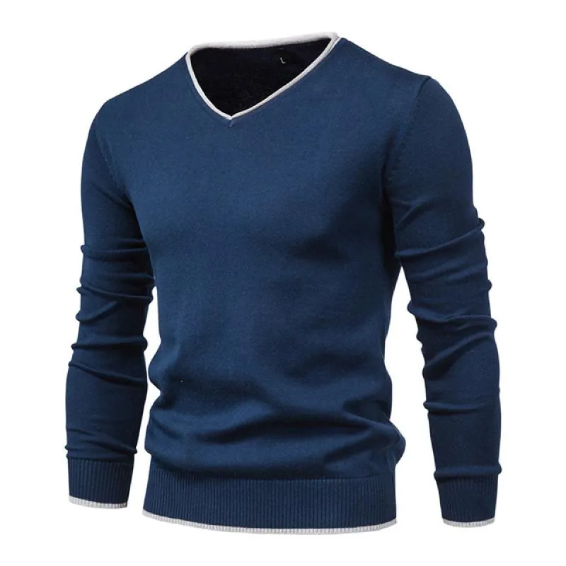 Men's Casual V-Neck Slim-Fit Long-Sleeved Knitted Pullover Sweater 98426315M sold by Manly