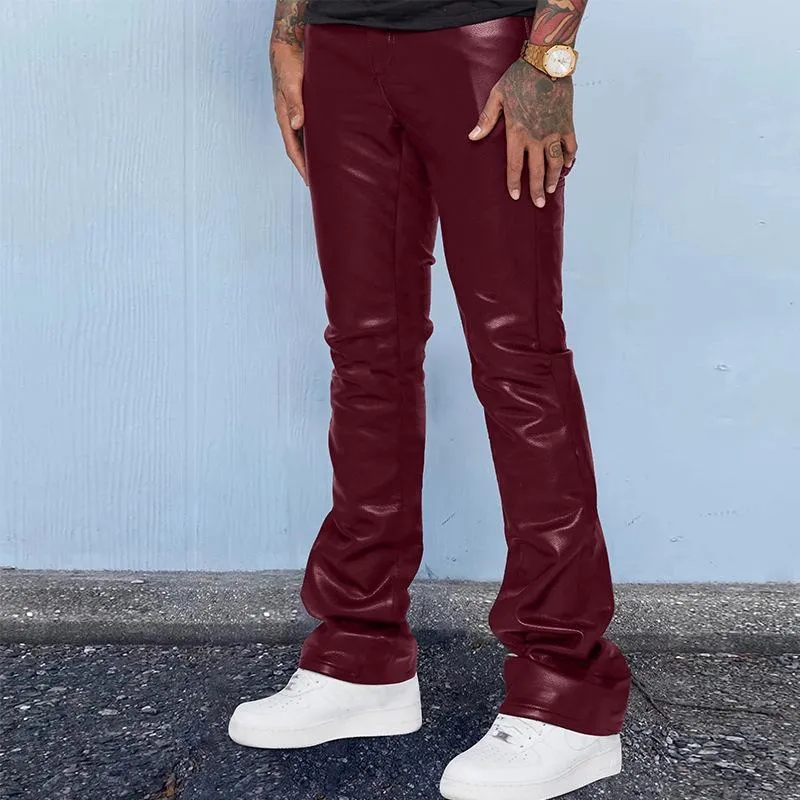 Men's Vintage Solid Color Mid-Rise Loose Thin Leather Pants 74802851M sold by Manly product image thumbnail 2