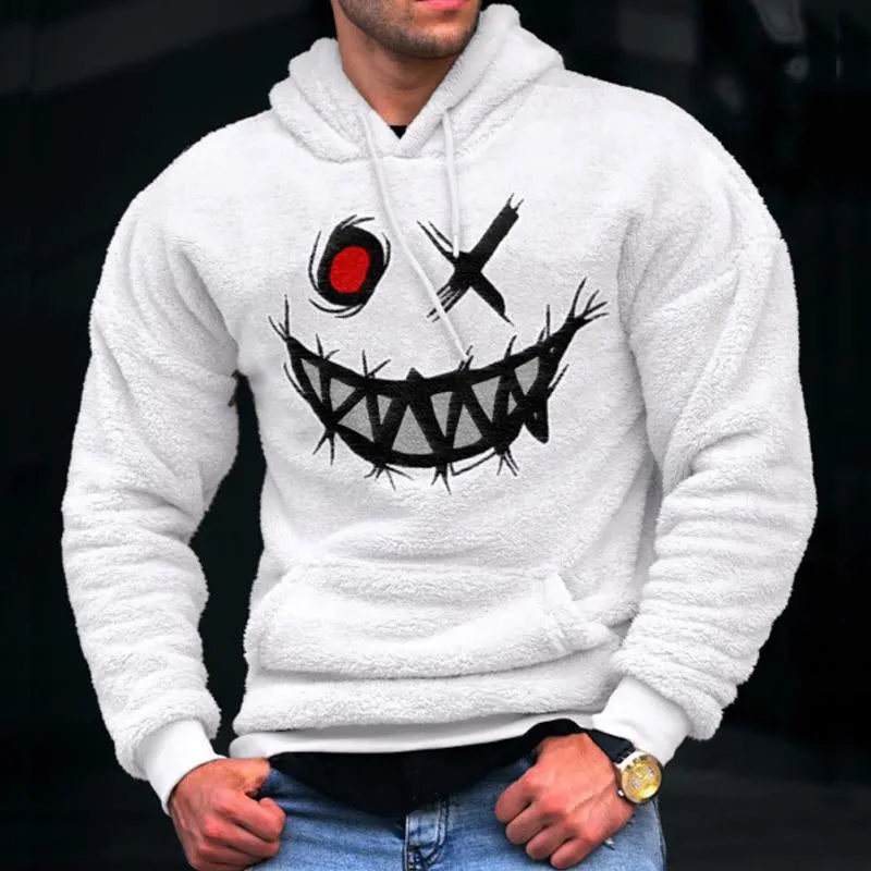 Men's Fall Winter Smiley Embroidered Fleece Sports Hoodie 35509619X sold by Manly product image thumbnail 2