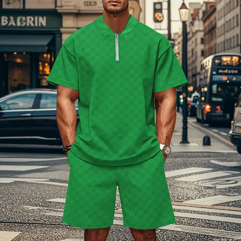 Men's Checkerboard Lapel Short Sleeve Polo Shirt Shorts Loose Casual Set 41717587Z sold by Manly product image thumbnail 5