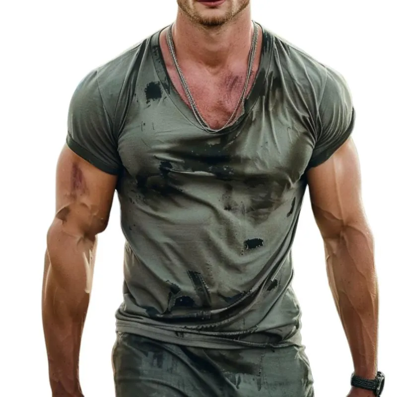 Men's Retro Casual Short Sleeve T-Shirt 76606808TO sold by Manly