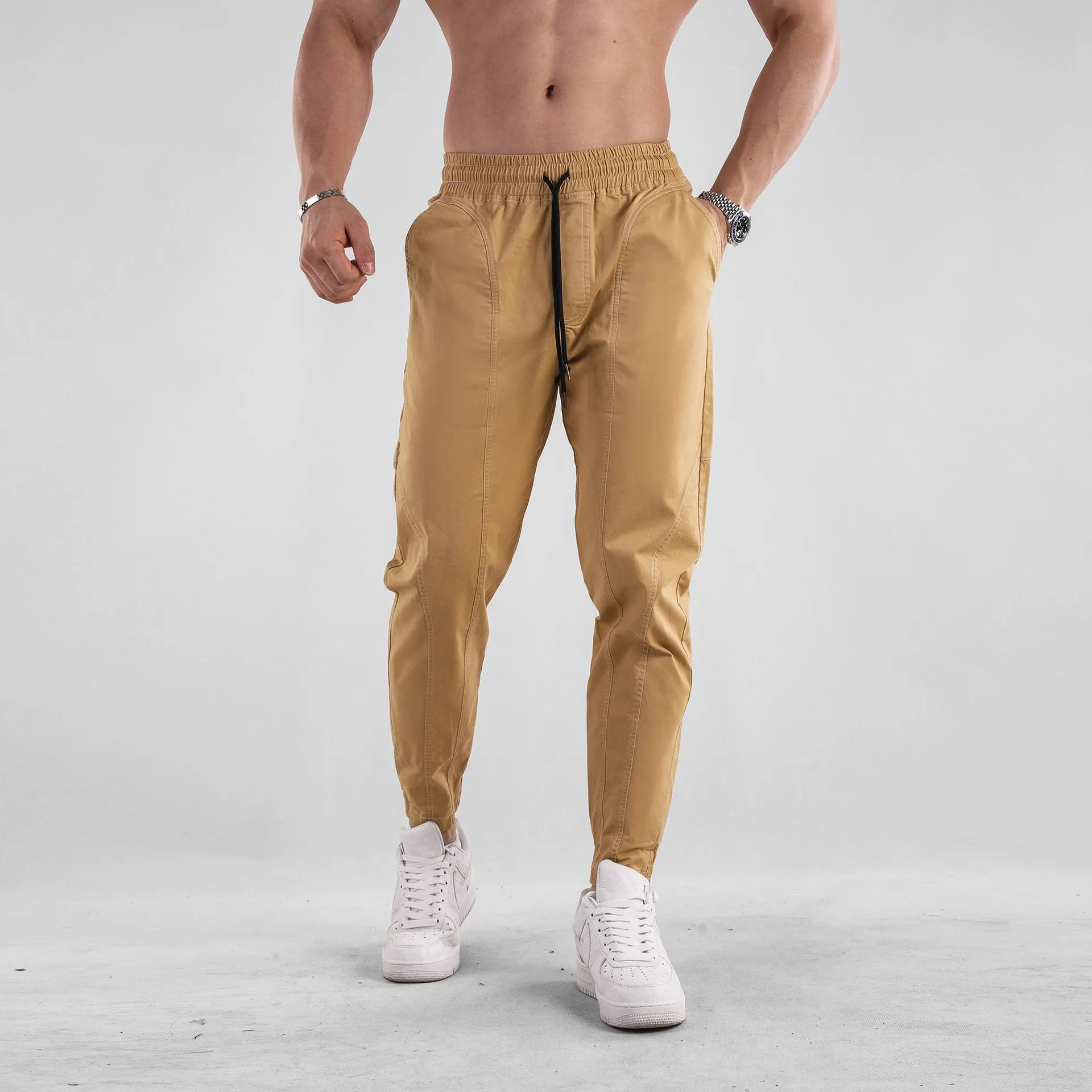 Men's Solid Color Cotton Elastic Waist Sports Pants 29807730Z sold by Manly product image thumbnail 5