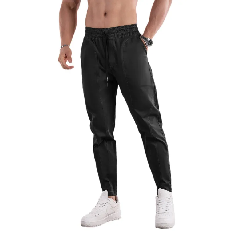 Men's Solid Color Cotton Elastic Waist Sports Pants 29807730Z sold by Manly