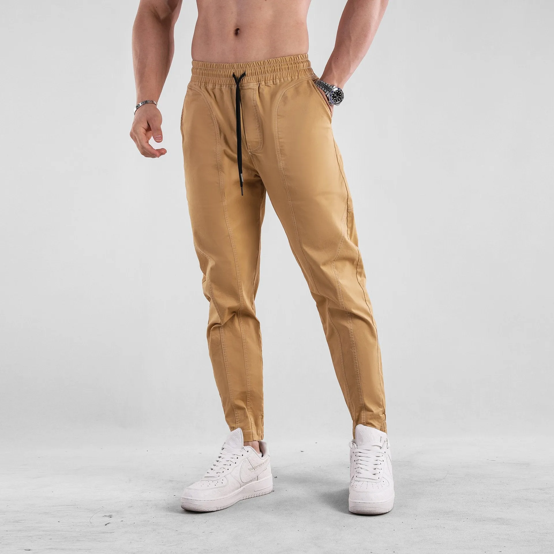 Men's Solid Color Cotton Elastic Waist Sports Pants 29807730Z sold by Manly product image thumbnail 4