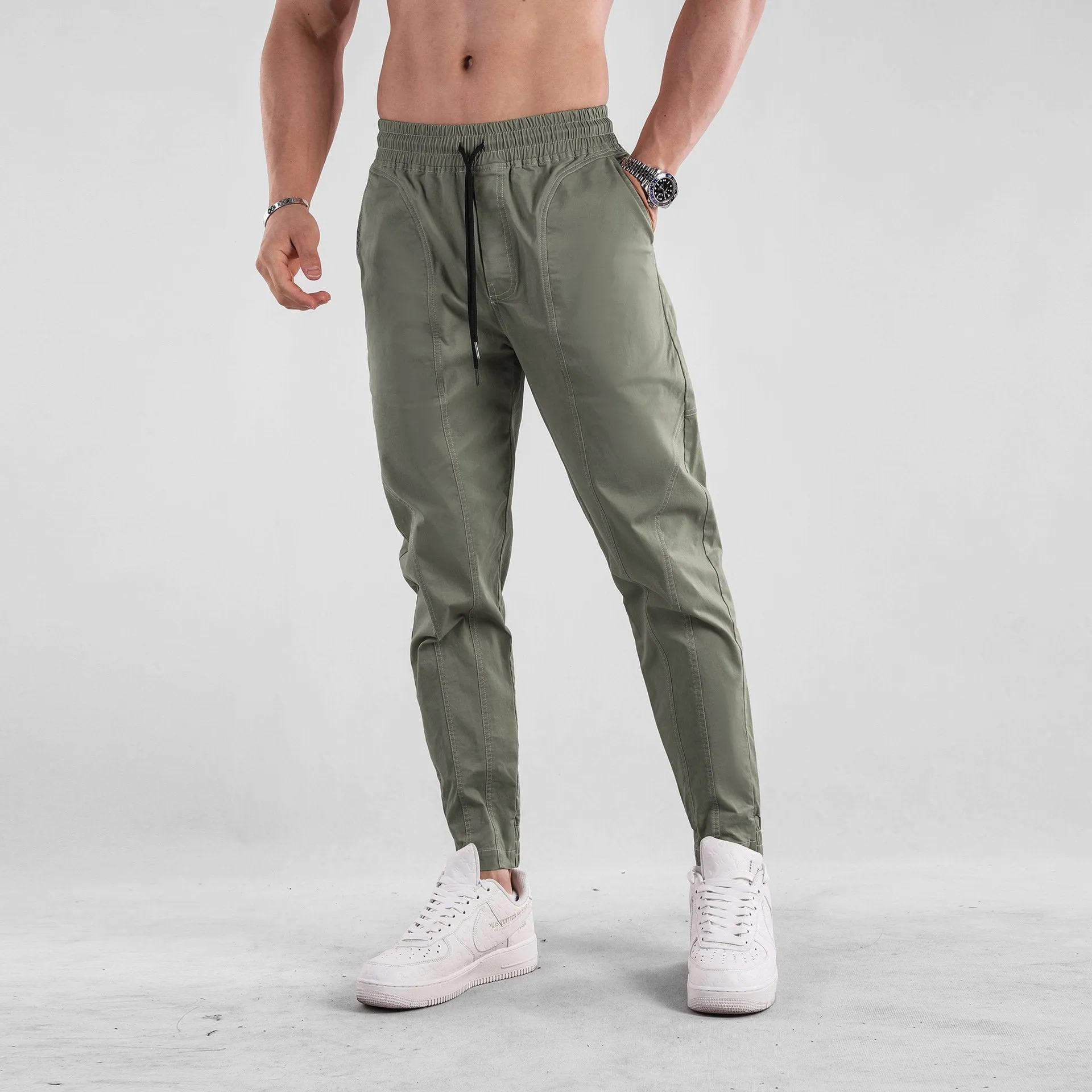 Men's Solid Color Cotton Elastic Waist Sports Pants 29807730Z sold by Manly product image thumbnail 3