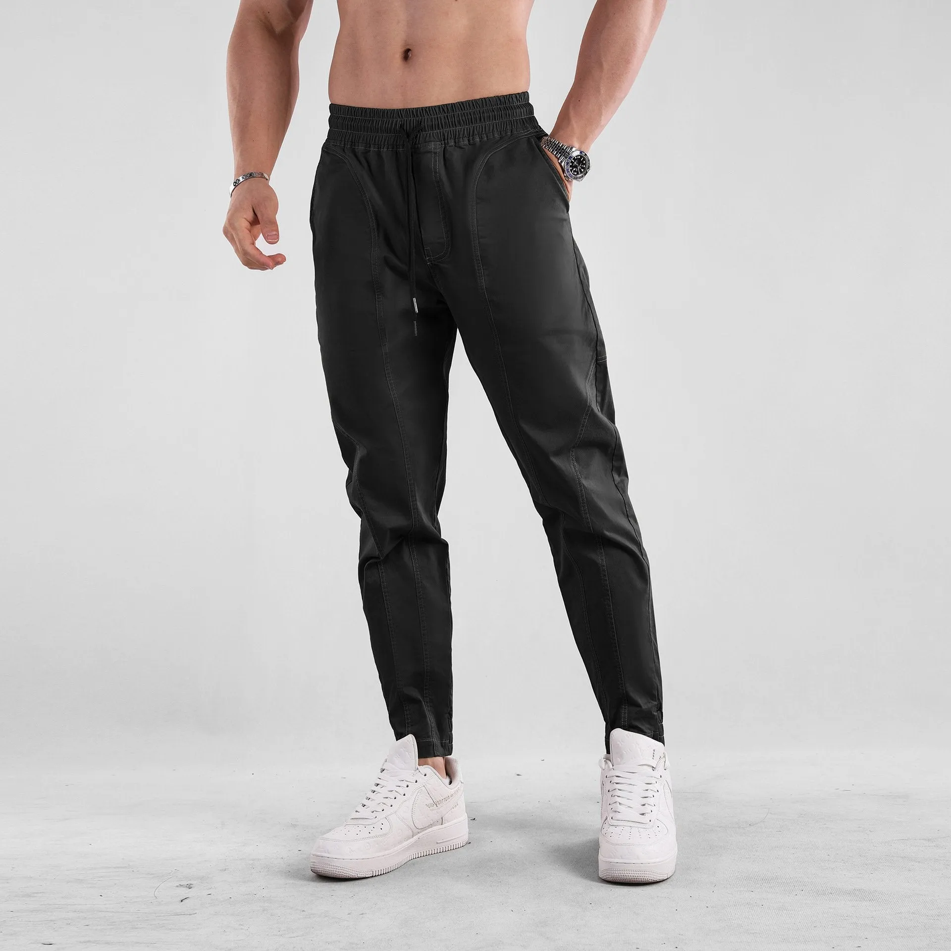 Men's Solid Color Cotton Elastic Waist Sports Pants 29807730Z sold by Manly product image thumbnail 2