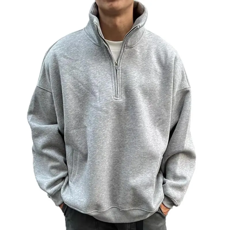 Men's Solid Loose High Collar Casual Sweatshirt 53810933Z sold by Manly