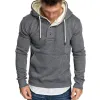 Men's Casual Sports Solid Color Kangaroo Pocket Long Sleeve Hoodie 15193393M sold by Manly