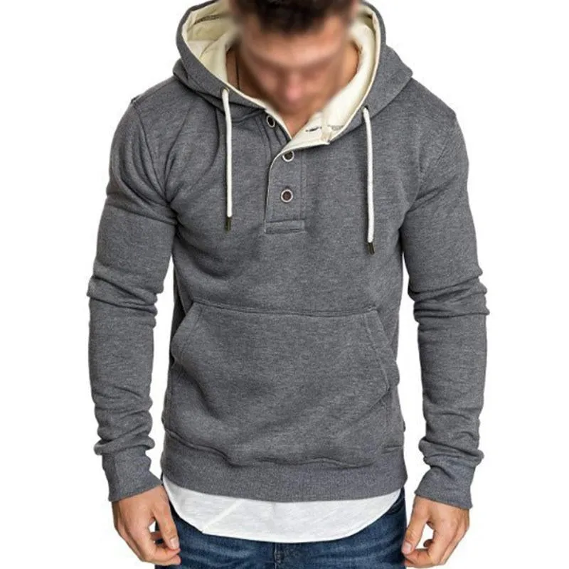 Men's Casual Sports Solid Color Kangaroo Pocket Long Sleeve Hoodie 15193393M sold by Manly product image thumbnail 3
