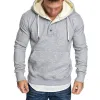 Men's Casual Sports Solid Color Kangaroo Pocket Long Sleeve Hoodie 15193393M sold by Manly