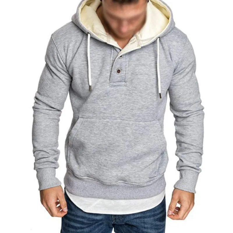 Men's Casual Sports Solid Color Kangaroo Pocket Long Sleeve Hoodie 15193393M sold by Manly product image thumbnail 2