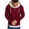 Men's Casual Sports Solid Color Kangaroo Pocket Long Sleeve Hoodie 15193393M sold by Manly