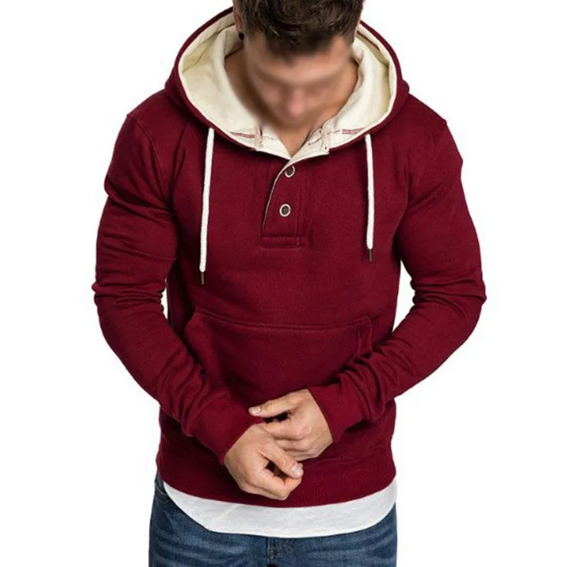 Men's Casual Sports Solid Color Kangaroo Pocket Long Sleeve Hoodie 15193393M sold by Manly product image thumbnail 5