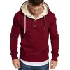 Men's Casual Sports Solid Color Kangaroo Pocket Long Sleeve Hoodie 15193393M sold by Manly