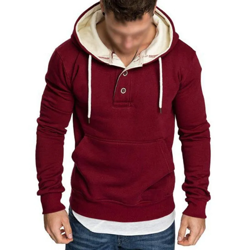 Men's Casual Sports Solid Color Kangaroo Pocket Long Sleeve Hoodie 15193393M sold by Manly product image thumbnail 4