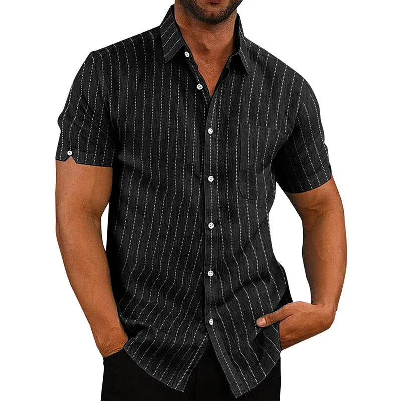 Men's Casual Summer Lapel Stripe Short Sleeve Shirt 77163136M sold by Manly product image thumbnail 2