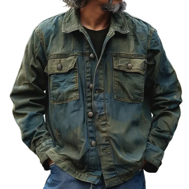 Men's Vintage Gradient Lapel Breast Pocket Single Breasted Jacket 25394221Z sold by Manly