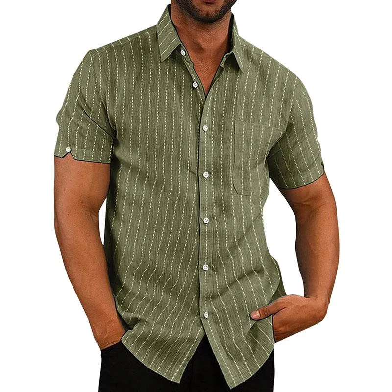 Men's Casual Summer Lapel Stripe Short Sleeve Shirt 77163136M sold by Manly product image thumbnail 3
