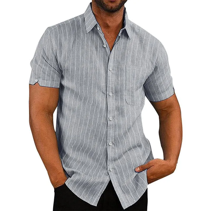 Men's Casual Summer Lapel Stripe Short Sleeve Shirt 77163136M sold by Manly product image thumbnail 4