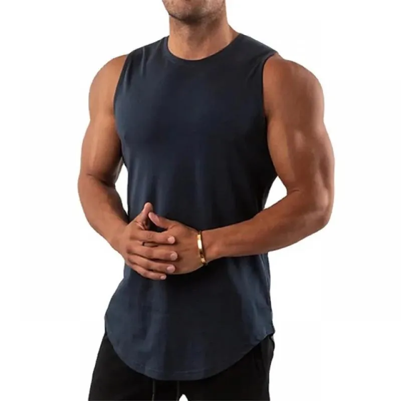 Men's Solid Round Neck Sports Fitness Tank Top 27343908Z sold by Manly