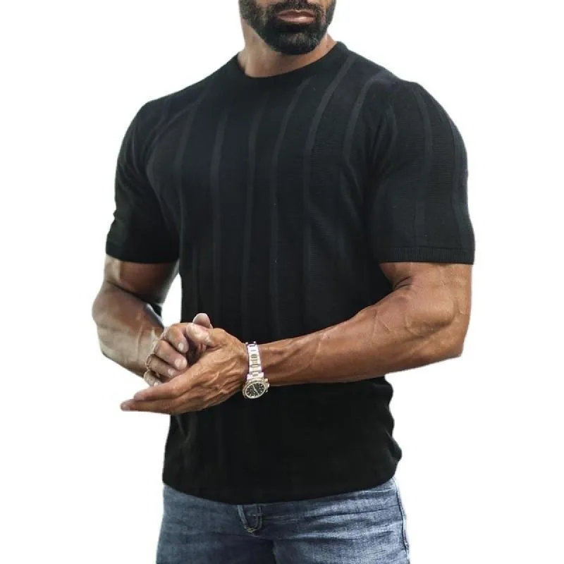 Men's Casual Round Neck Short Sleeve Knit T-Shirt 12336759M sold by Manly