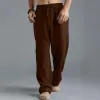Men's Casual Loose Cotton Linen Breathable Elastic Waist Trousers 31442547M sold by Manly