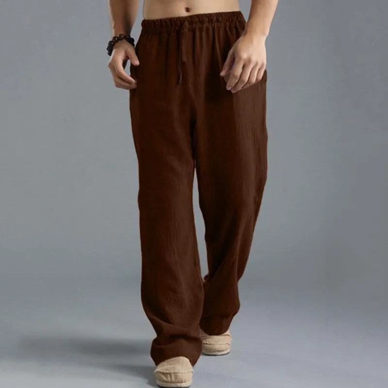 Men's Casual Loose Cotton Linen Breathable Elastic Waist Trousers 31442547M sold by Manly product image thumbnail 5