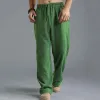 Men's Casual Loose Cotton Linen Breathable Elastic Waist Trousers 31442547M sold by Manly
