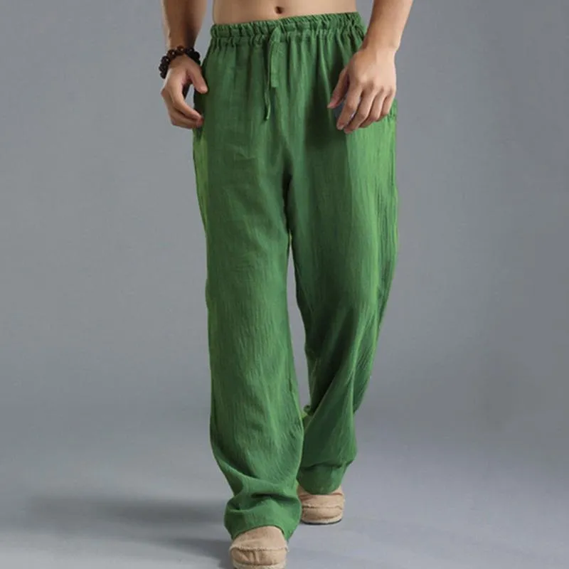 Men's Casual Loose Cotton Linen Breathable Elastic Waist Trousers 31442547M sold by Manly product image thumbnail 4