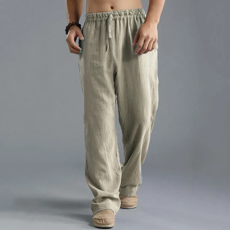 Men's Casual Loose Cotton Linen Breathable Elastic Waist Trousers 31442547M sold by Manly product image thumbnail 2