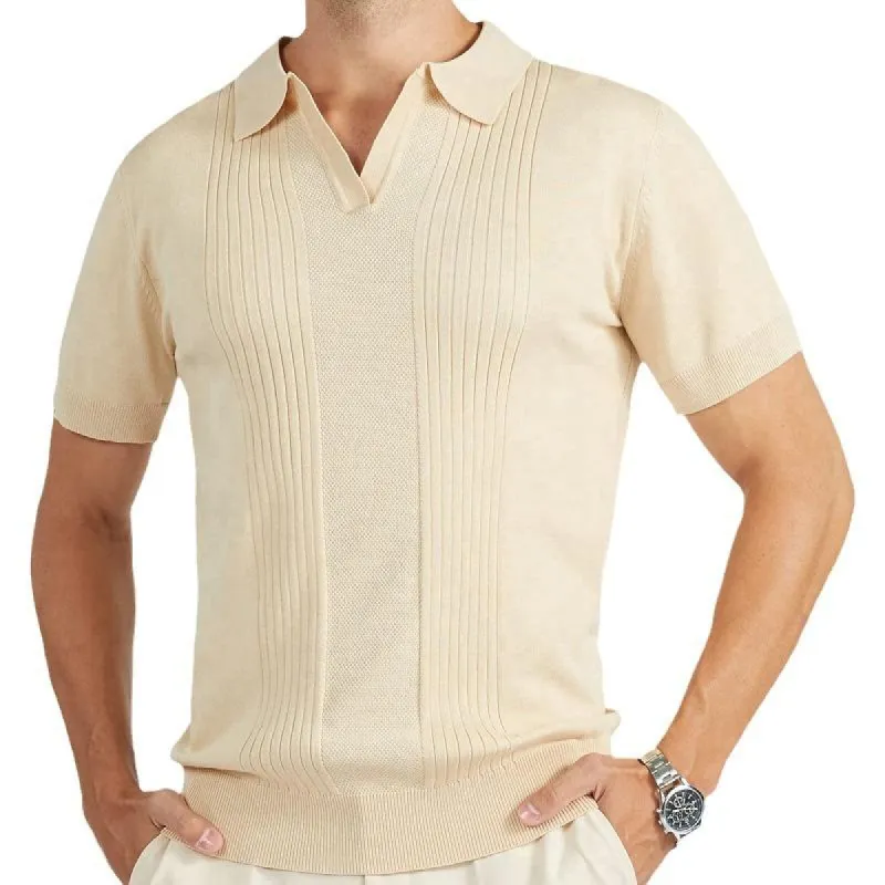 Men's Casual Solid Color Knitted Pullover Short-Sleeved Polo Shirt 38928653M sold by Manly