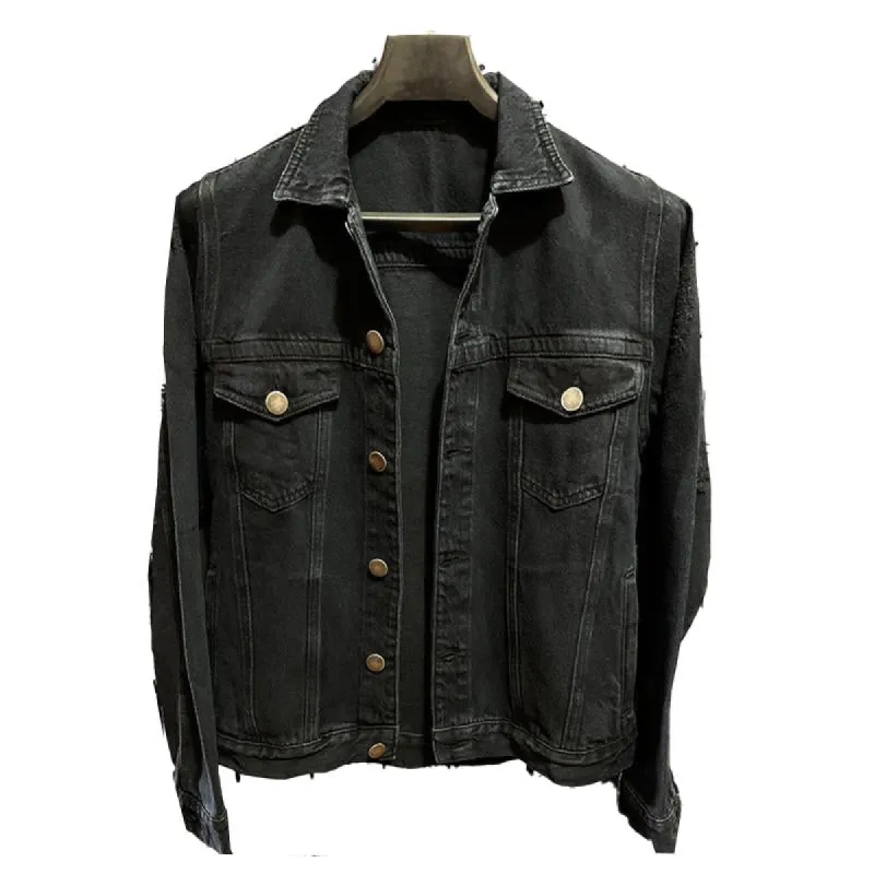 Men's Ripped Washed Denim Lapel Jacket 46511312X sold by Manly