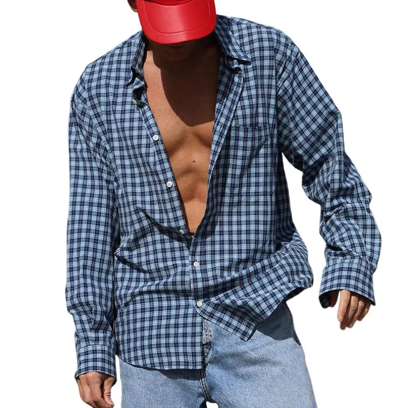 Men's Casual Striped Loose Shirt 83604411TO sold by Manly
