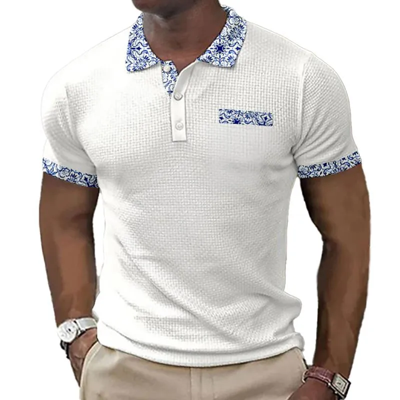 Men's Vintage Printed Patchwork Short-Sleeved Polo Shirt 87391506Y sold by Manly