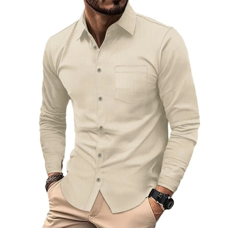 Men's Waffle Solid Long Sleeve Shirt 91367481X sold by Manly