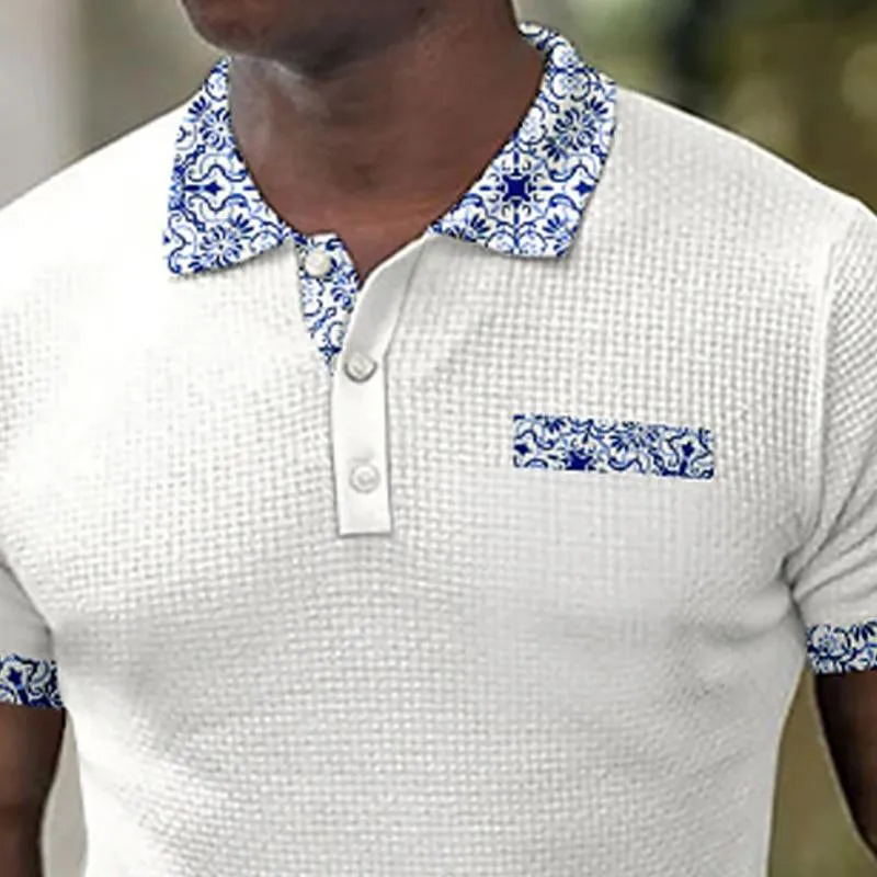 Men's Vintage Printed Patchwork Short-Sleeved Polo Shirt 87391506Y sold by Manly product image thumbnail 3